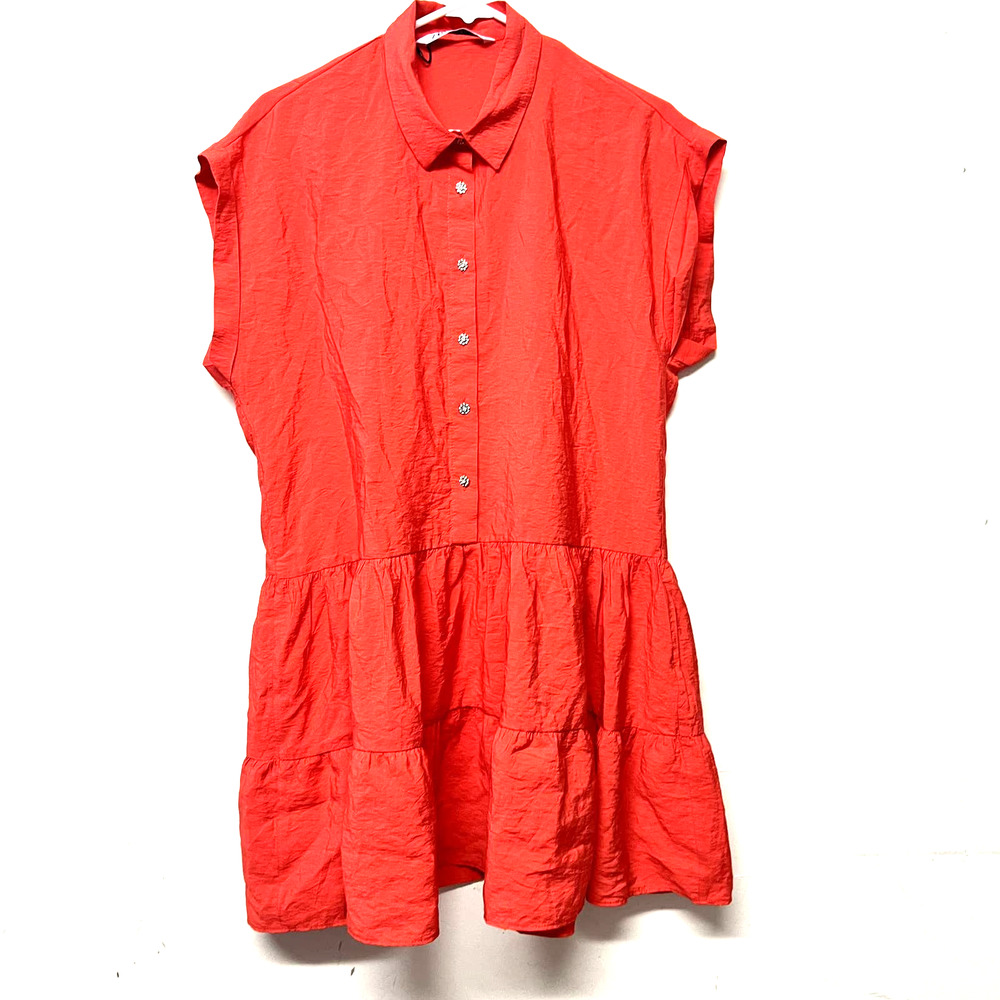 Zara women mini dress jewel button short sleeve xsmall